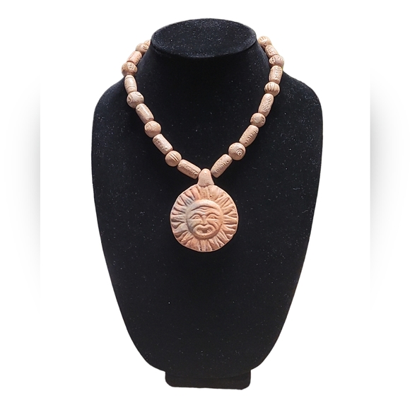 VTN Artisan Marvella Ceramic Sun Mayan Beaded Choker Statement Necklace - Picture 2 of 6